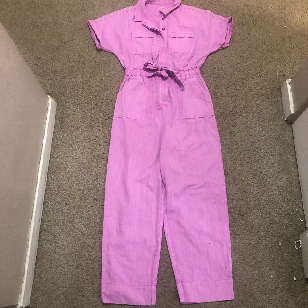 Universal Thread Light Pink/Purple Utility Jumpsuit SS Button Front Size 4 - Picture 2 of 4